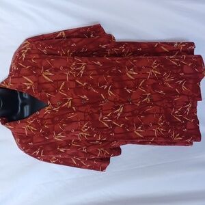 Solitude Mens Short Sleeve Button Down Silk Shirt Size M Burnt Orange cream